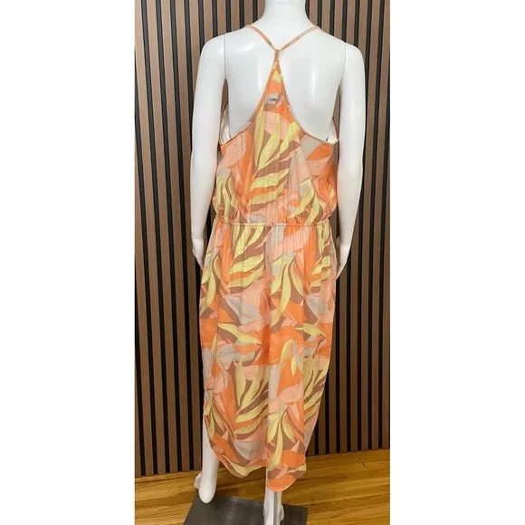 PrAna Women's XL Orange Dress Polyester Tropical Racerback Tank Summer Cocktail - Picture 4 of 10